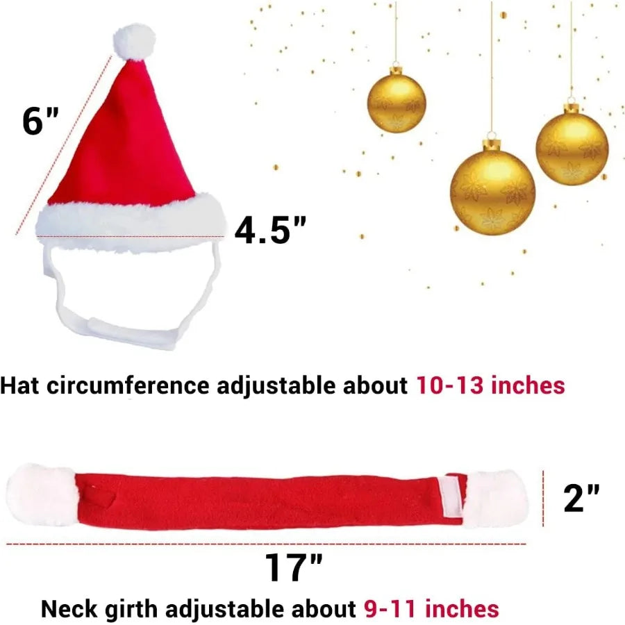 High Concerned Cat Santa Hat With Scarf Christmas Costume