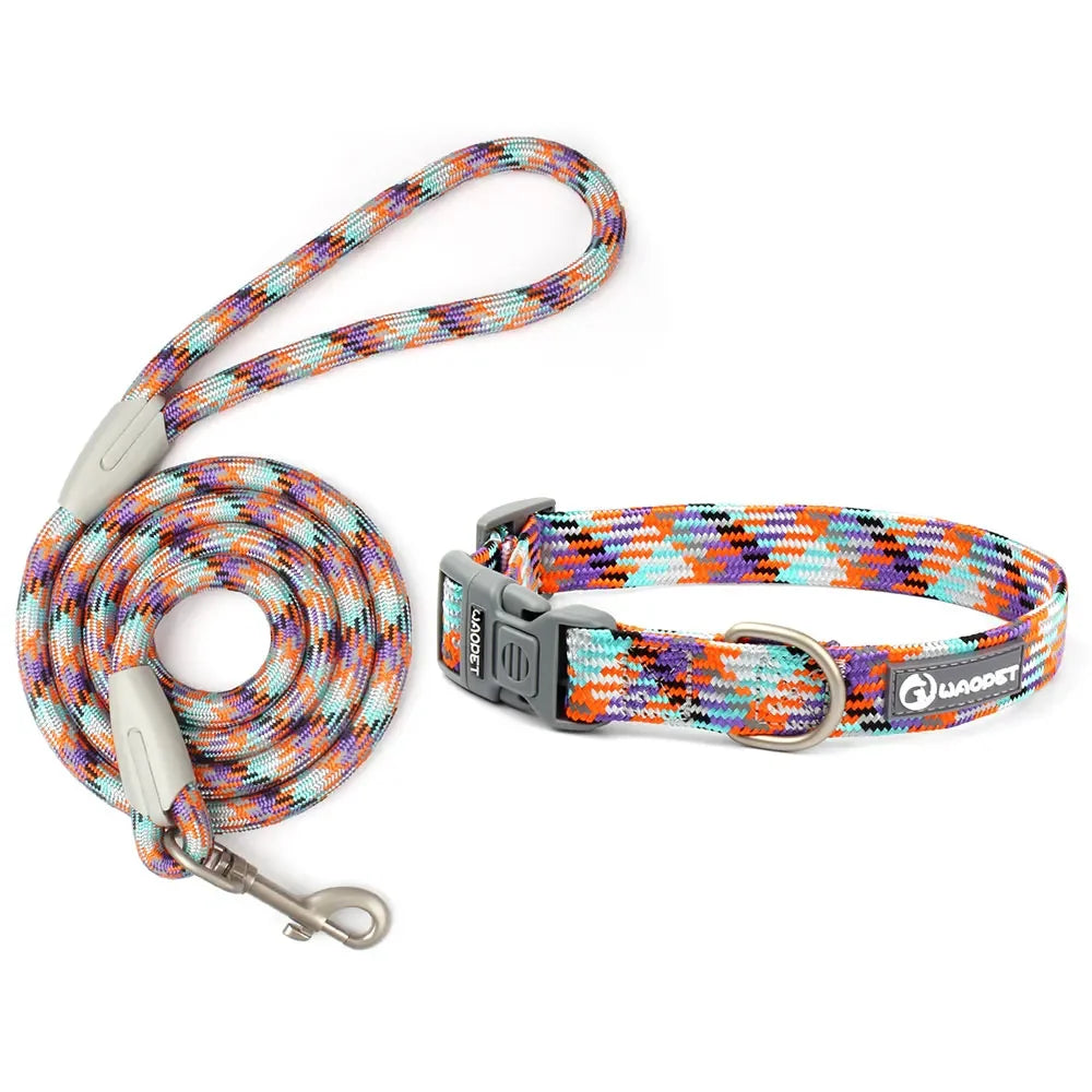 Dog Leash And Collar Set Reflective Quick Release For Dogs