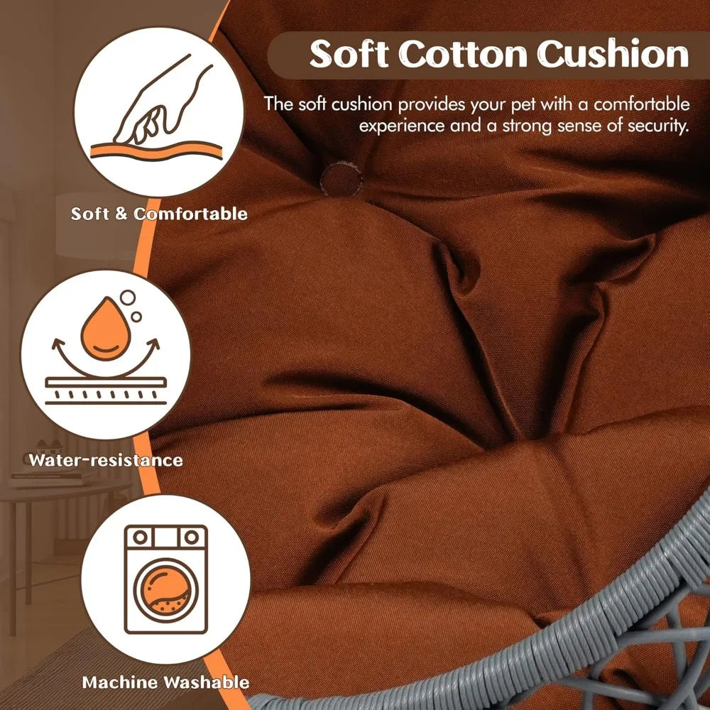 Indoor Pet Swing Bed With Aluminum Frame And Cushioned Hammock