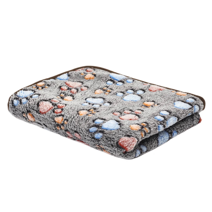Soft Fluffy Pet Blanket Fleece Paw Print Mat for Dogs