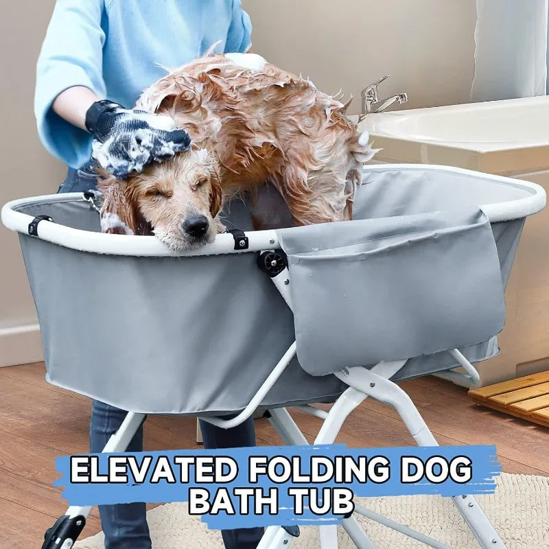 Dog Litter Elevated Foldable Dog Bath Tub For Larger Pets