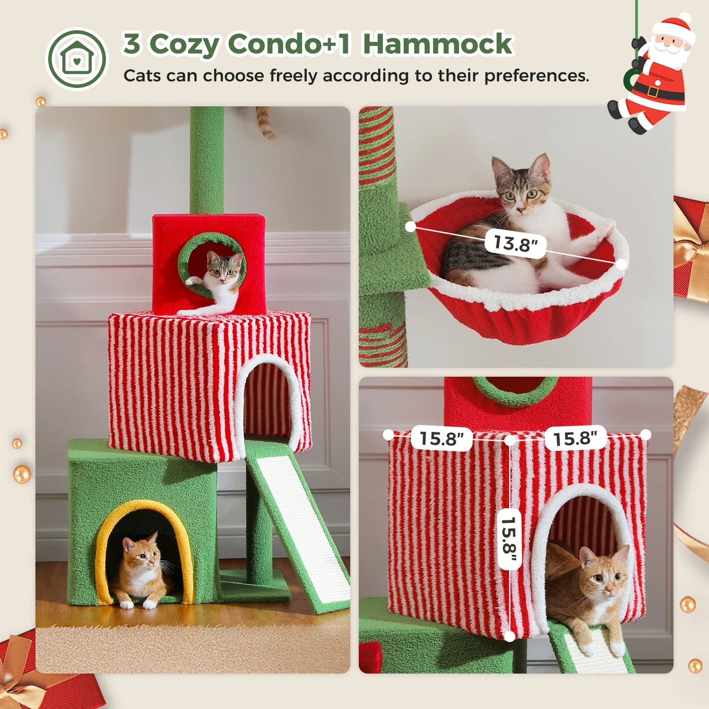 PAWZ Road Adjustable Cat Tree With Condos And Hammock