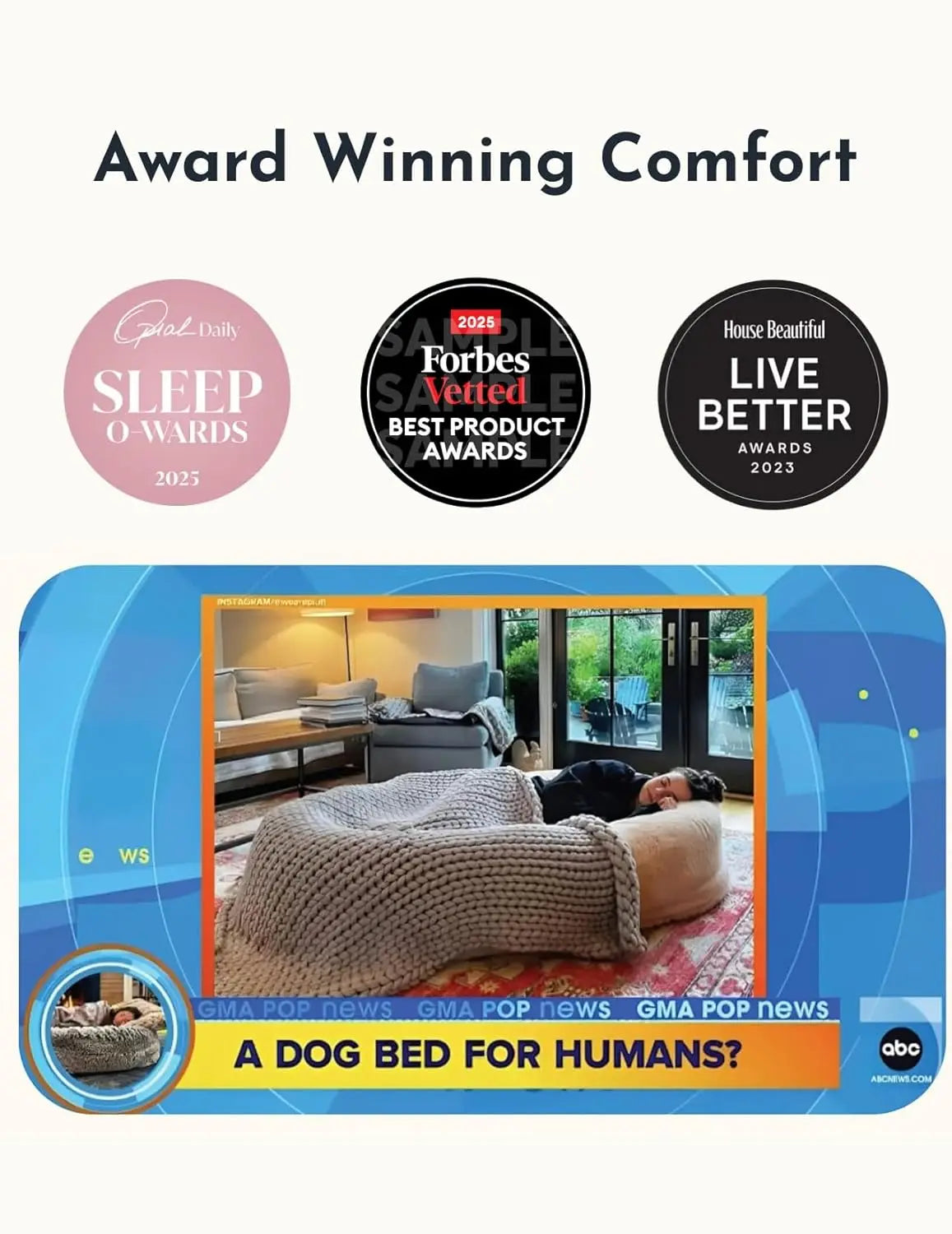 Human Dog Bed for Adults and Kids Memory Foam Bean Bag Machine Washable