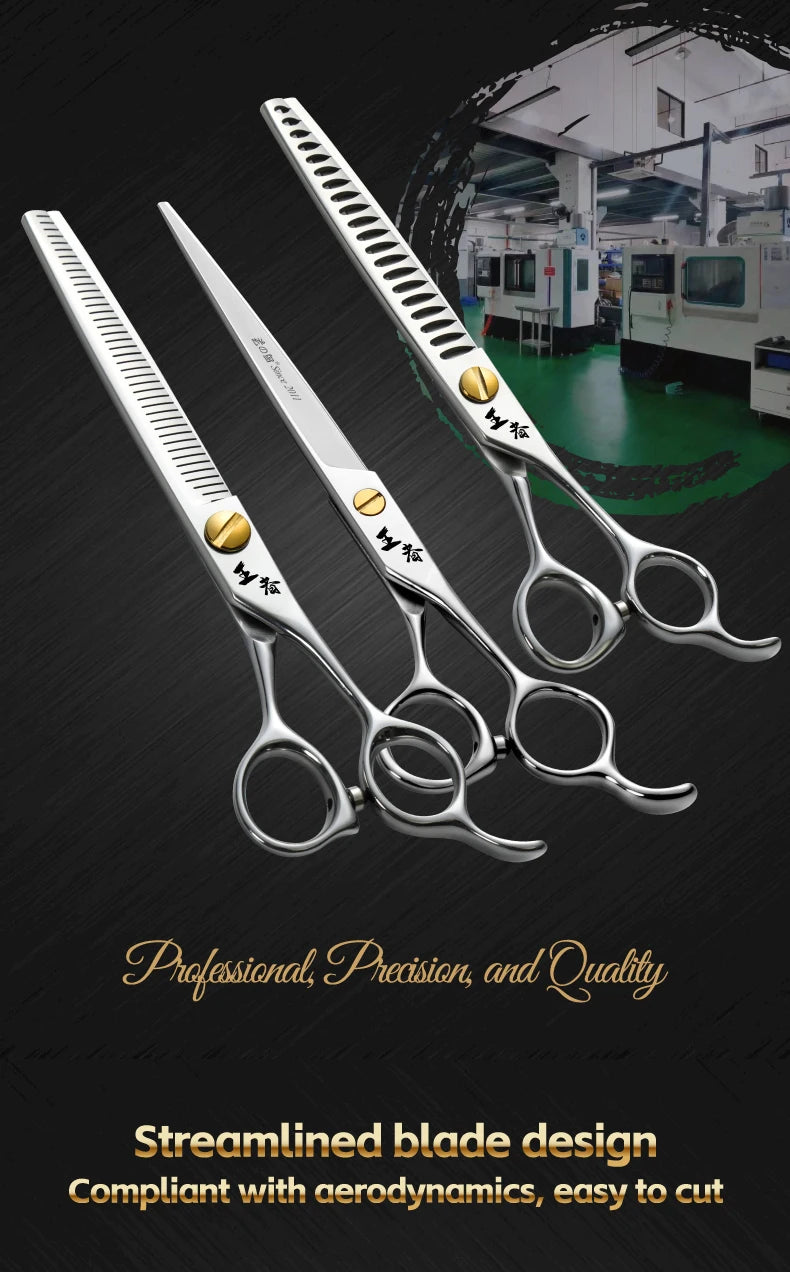 Fenice King Series VG10 Steel Dog Grooming Scissors Straight Curved Thinning