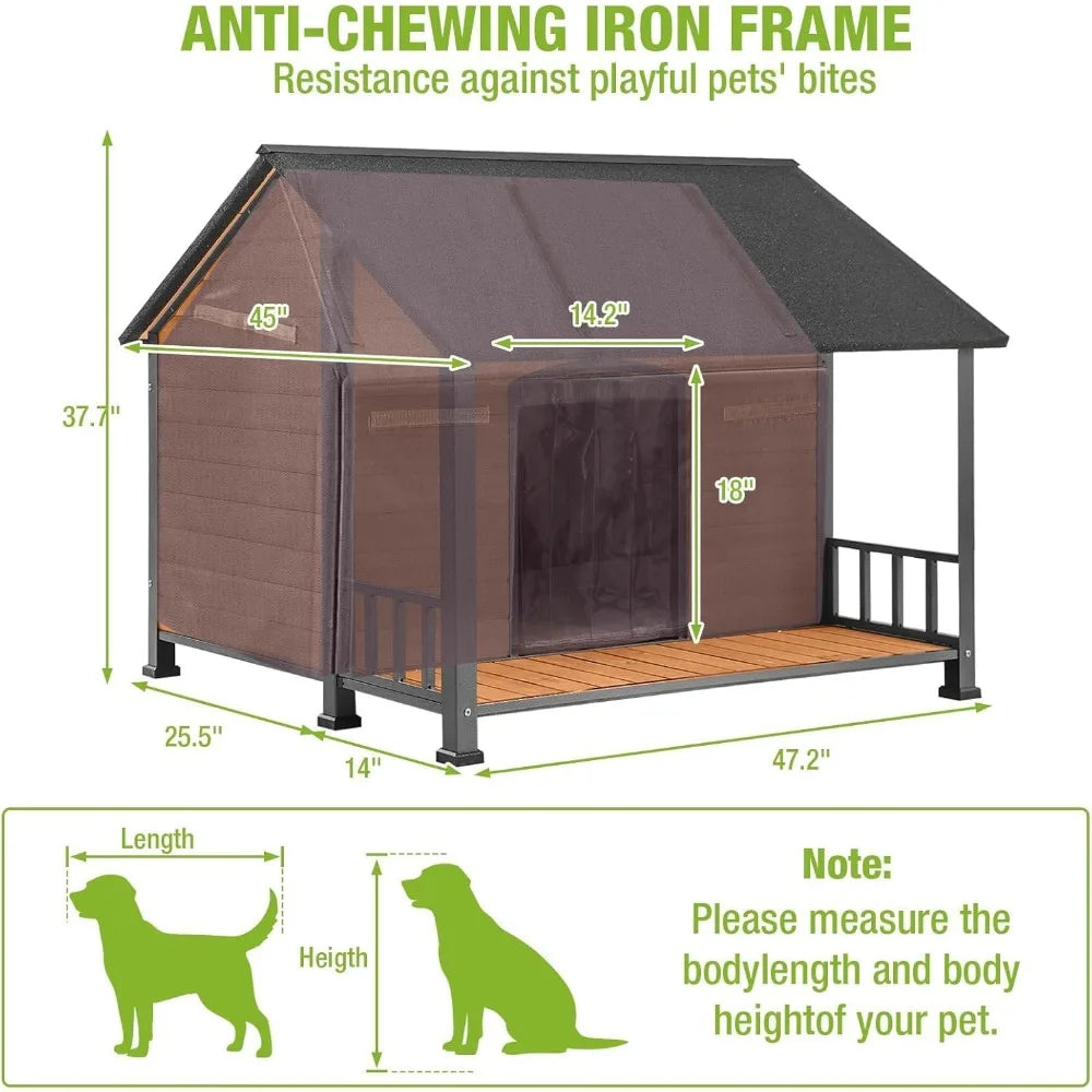 DAFIFY Outdoor Insulated Dog House With Metal Frame Weatherproof