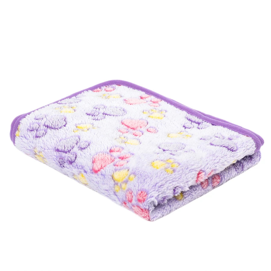 Soft Fluffy Pet Blanket Fleece Paw Print Mat for Dogs