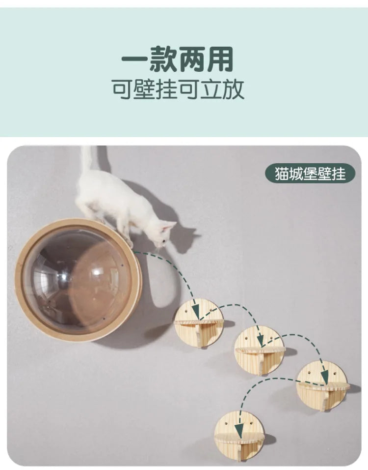 Smvp Cat Space Transparent Capsule Nest Bed For Climbing Cats Wooden