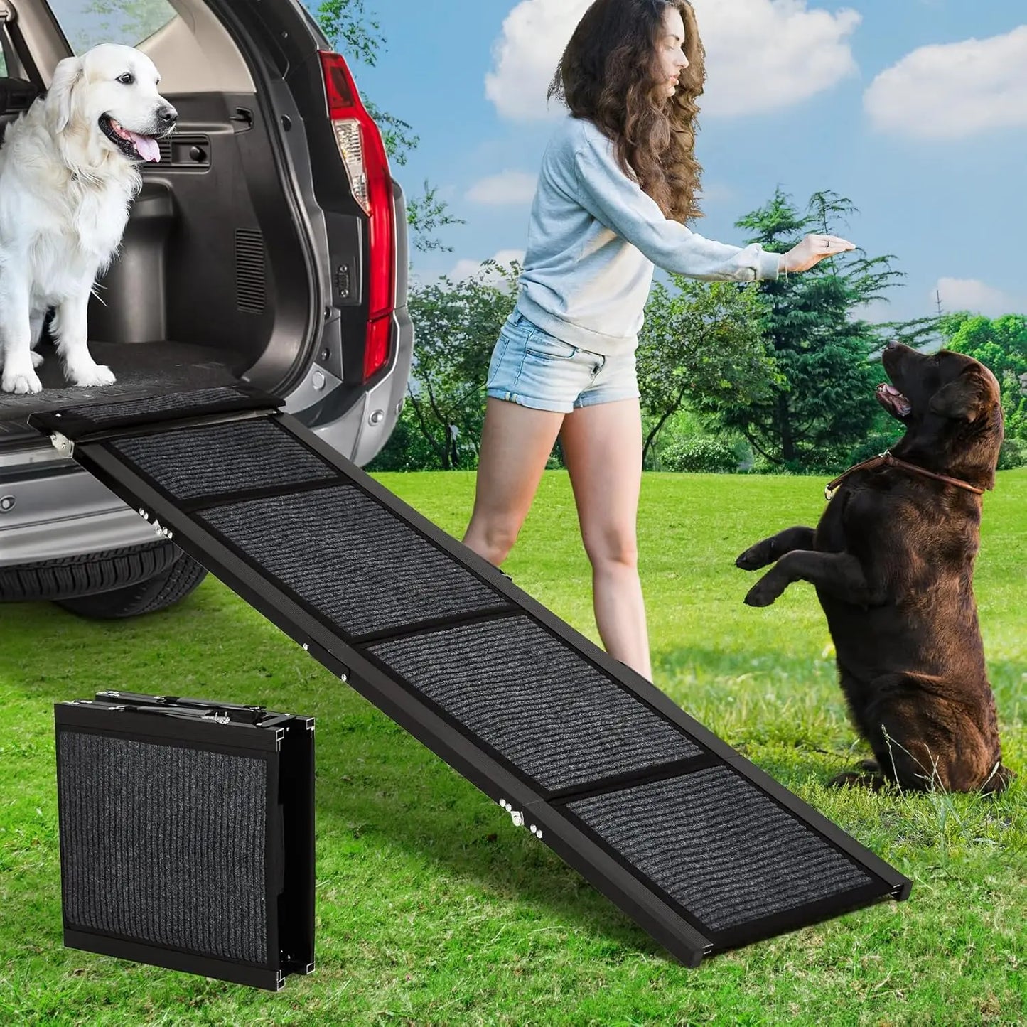 HiMISS Car Dog Ramp Folding Pet Steps for Portable Use