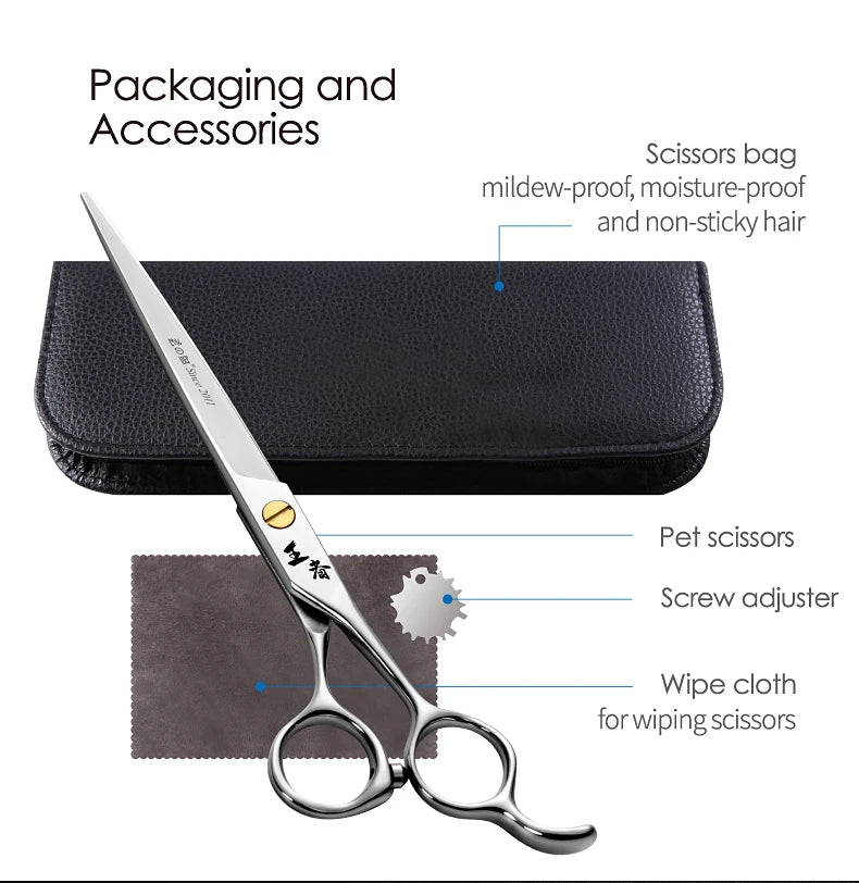 Fenice King Series VG10 Steel Dog Grooming Scissors Straight Curved Thinning