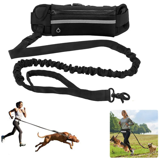 NONECN Hands Free Reflective Retractable Dog Leash Waist Bag
