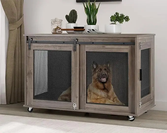 HUANZHUANG Wooden Heavy Duty Dog Crate Furniture Kennel Indoor