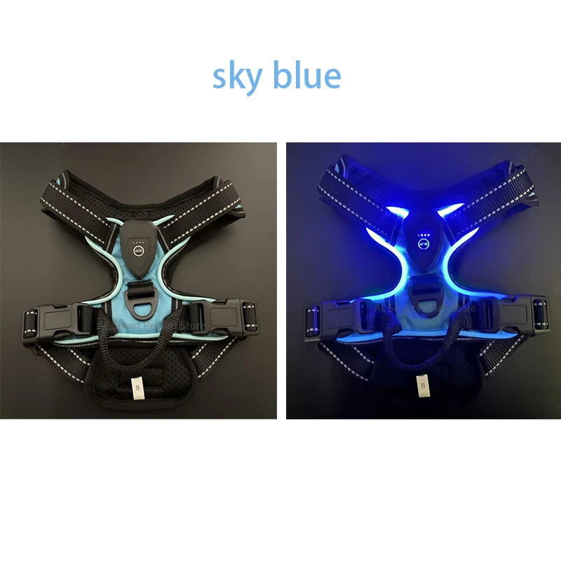 Nonecn LED Luminous Dog Harness No Pull Adjustable Vest