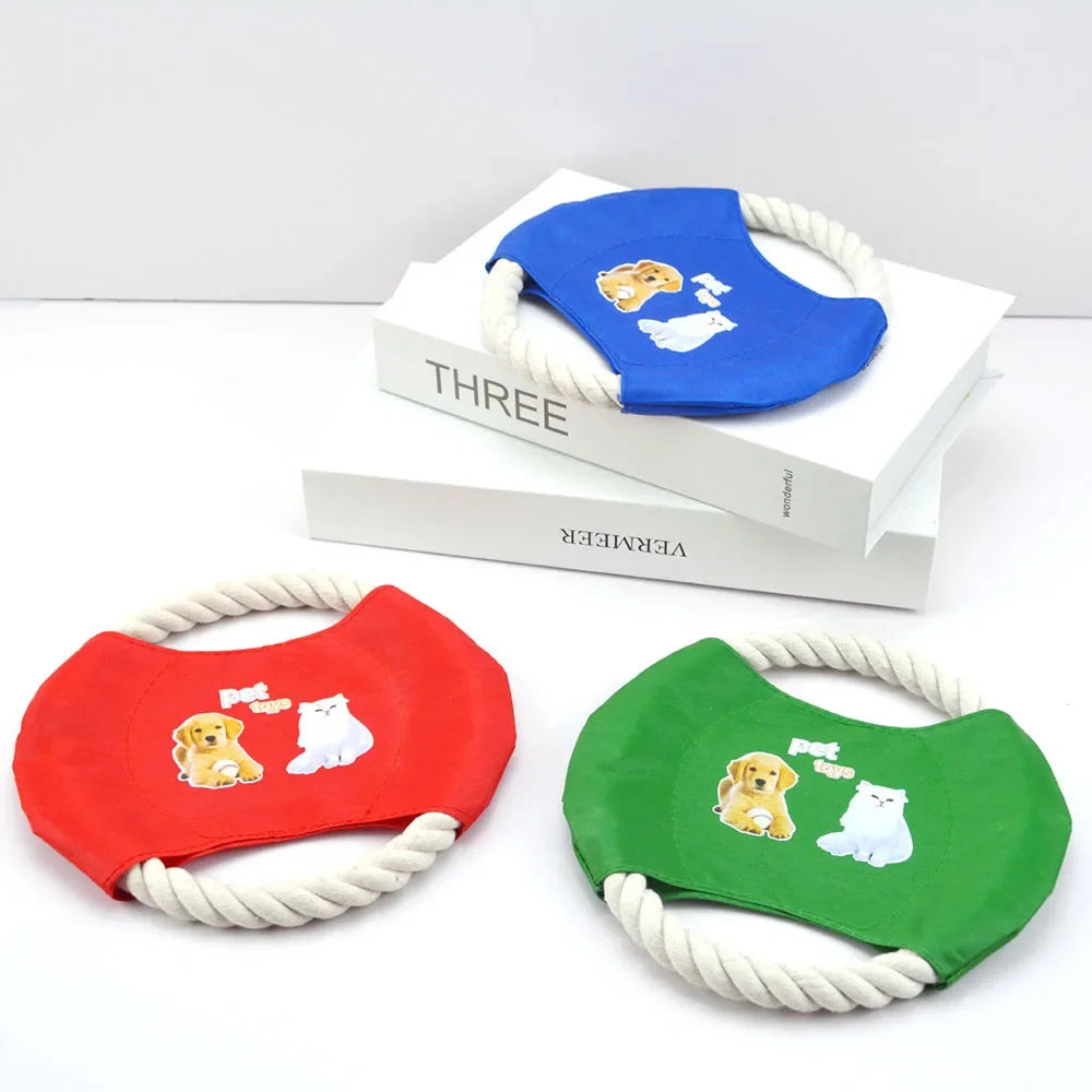 Hign-concerned Pet Cotton Rope Frisbee Dog Training Toy for Interactive Play