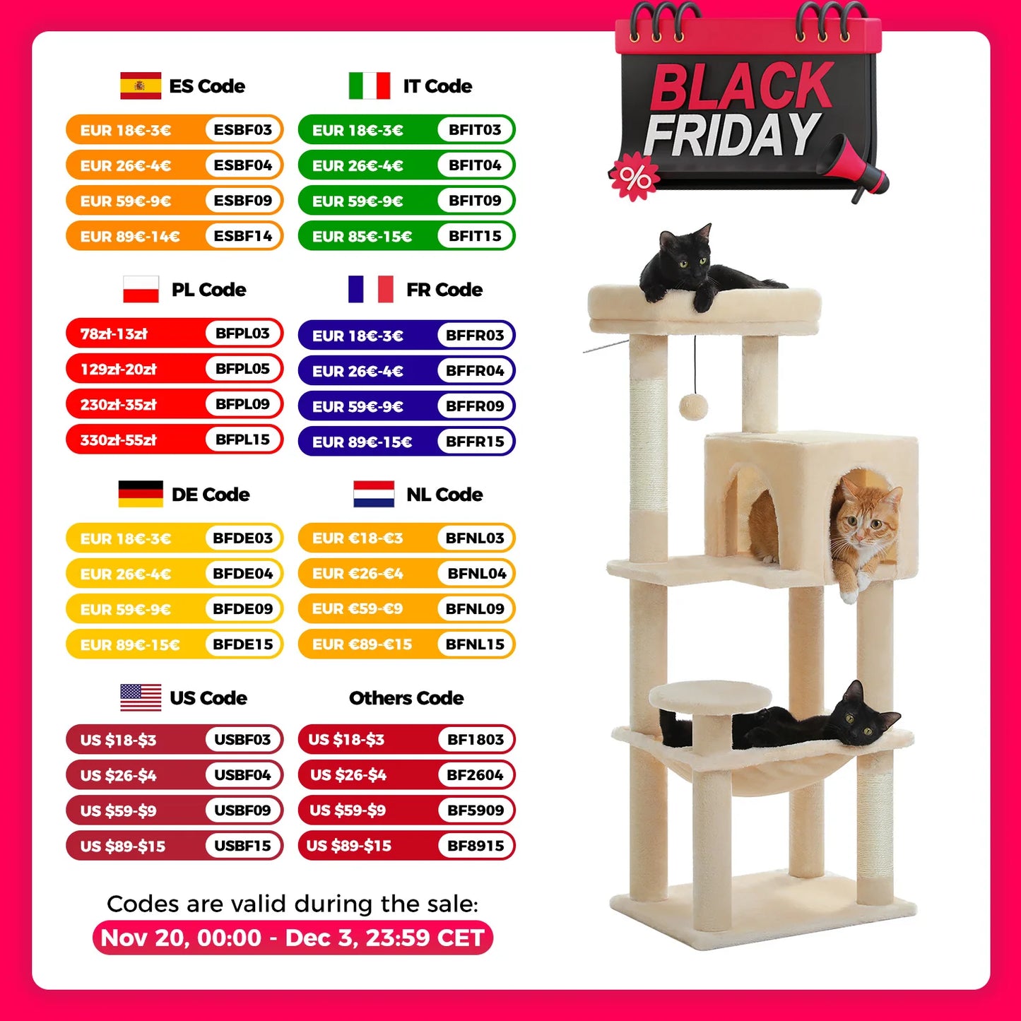 PEQULTICN 5 Level Cat Tree With Top Perch Scratching Post