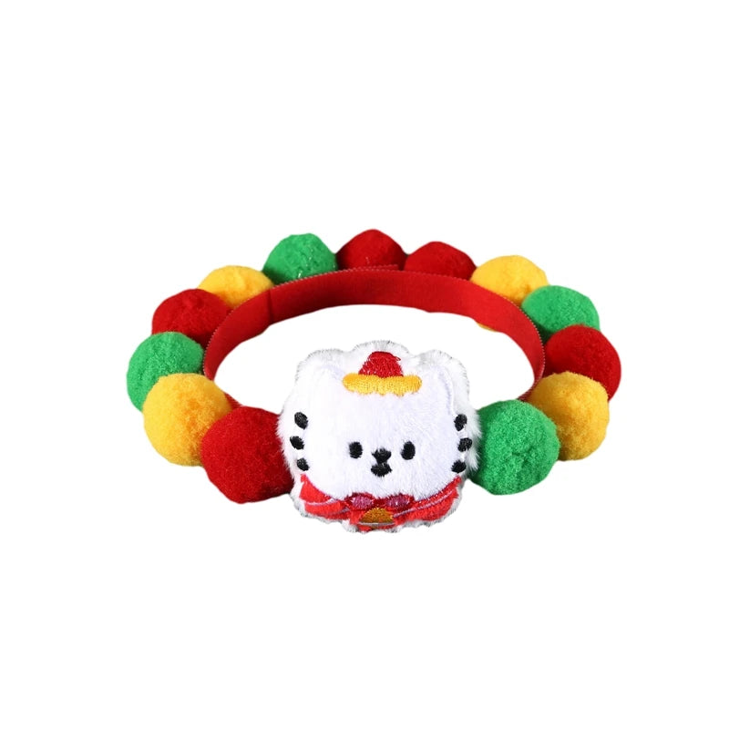 Guangdong Festive Pet Holiday Collar With Fluffy Pom Pom