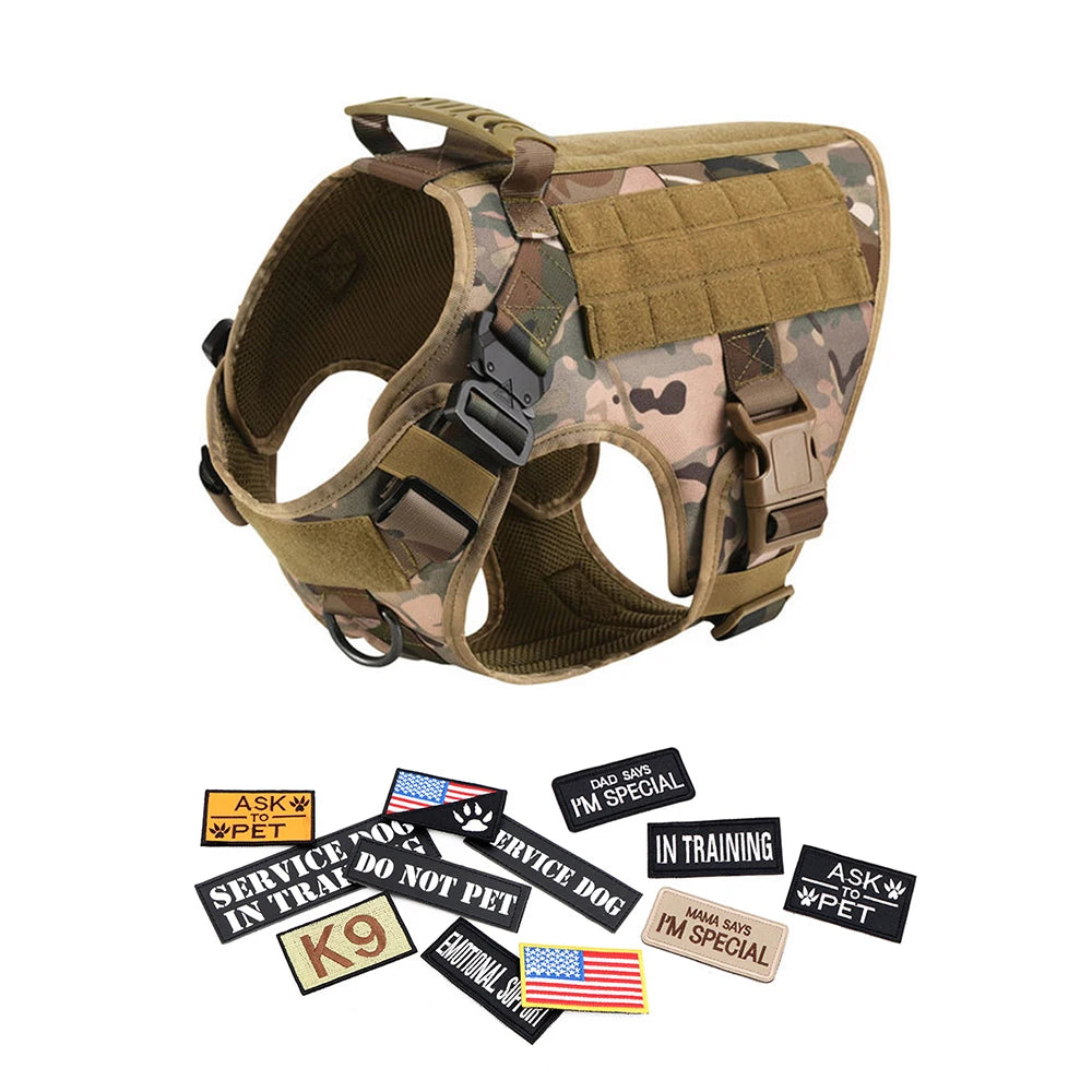 PETRAVEL CN Military Large Dog Harness Vest Set Patches For Malinois Training
