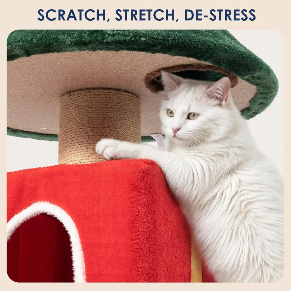 Elevated Indoor Christmas Cat Tree With Triple Access Points And Scratching Posts