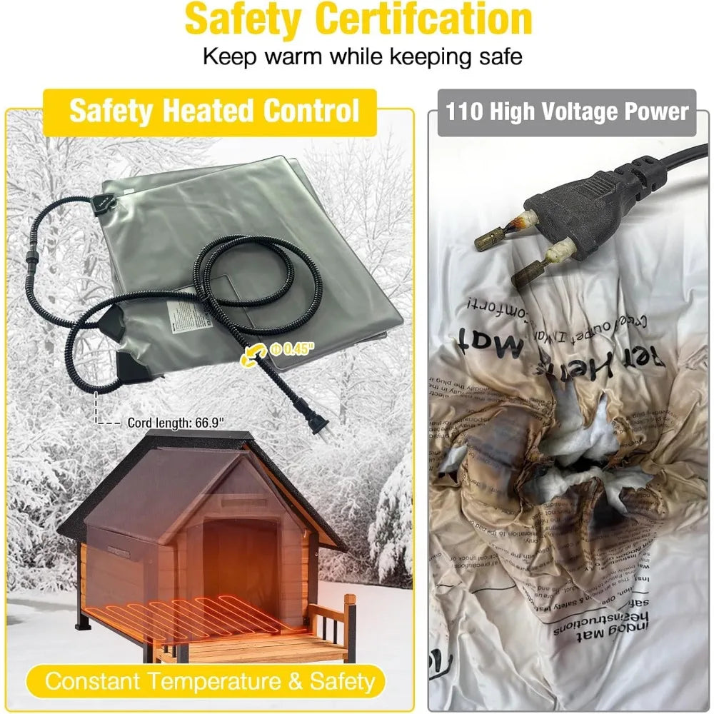 Outdoor Heated Dog House With Insulated Wood Metal Frame