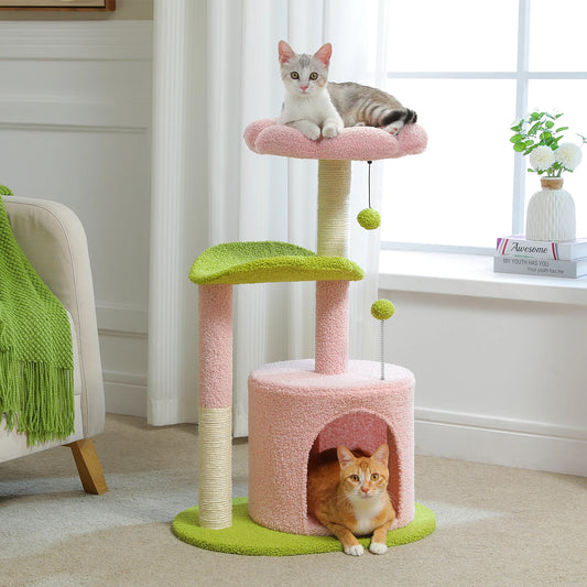 PEQULTICN Flower Cat Tree For Indoor Cats Three Tier Tower