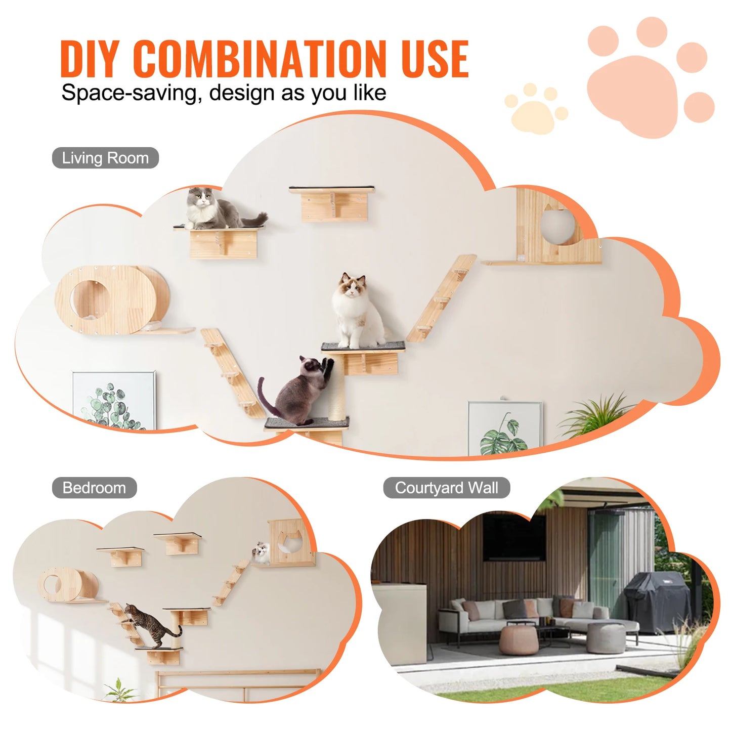 Wall Mounted Cat Shelves And Jumping Perches Cat Tree Furniture