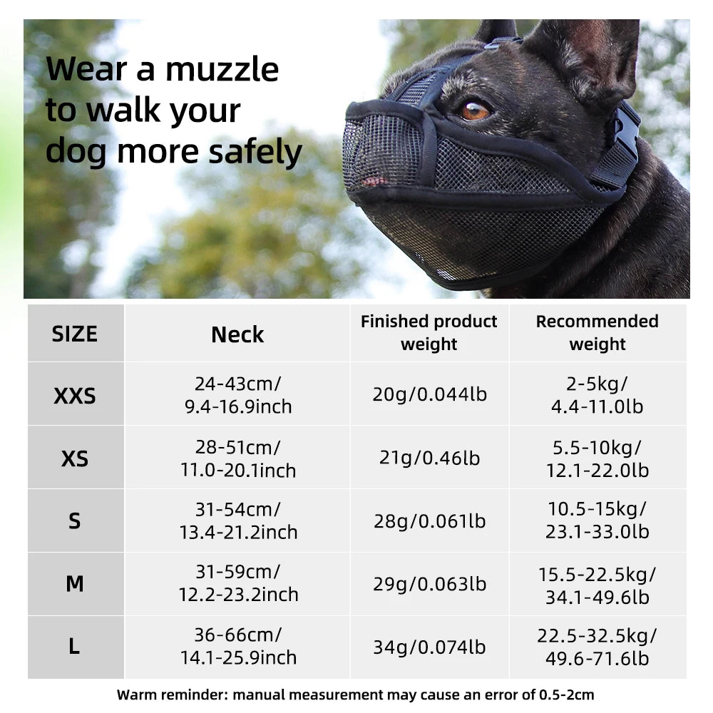 Breathable Muzzle for Short Snouted Dogs Prevent Barking French Bulldogs