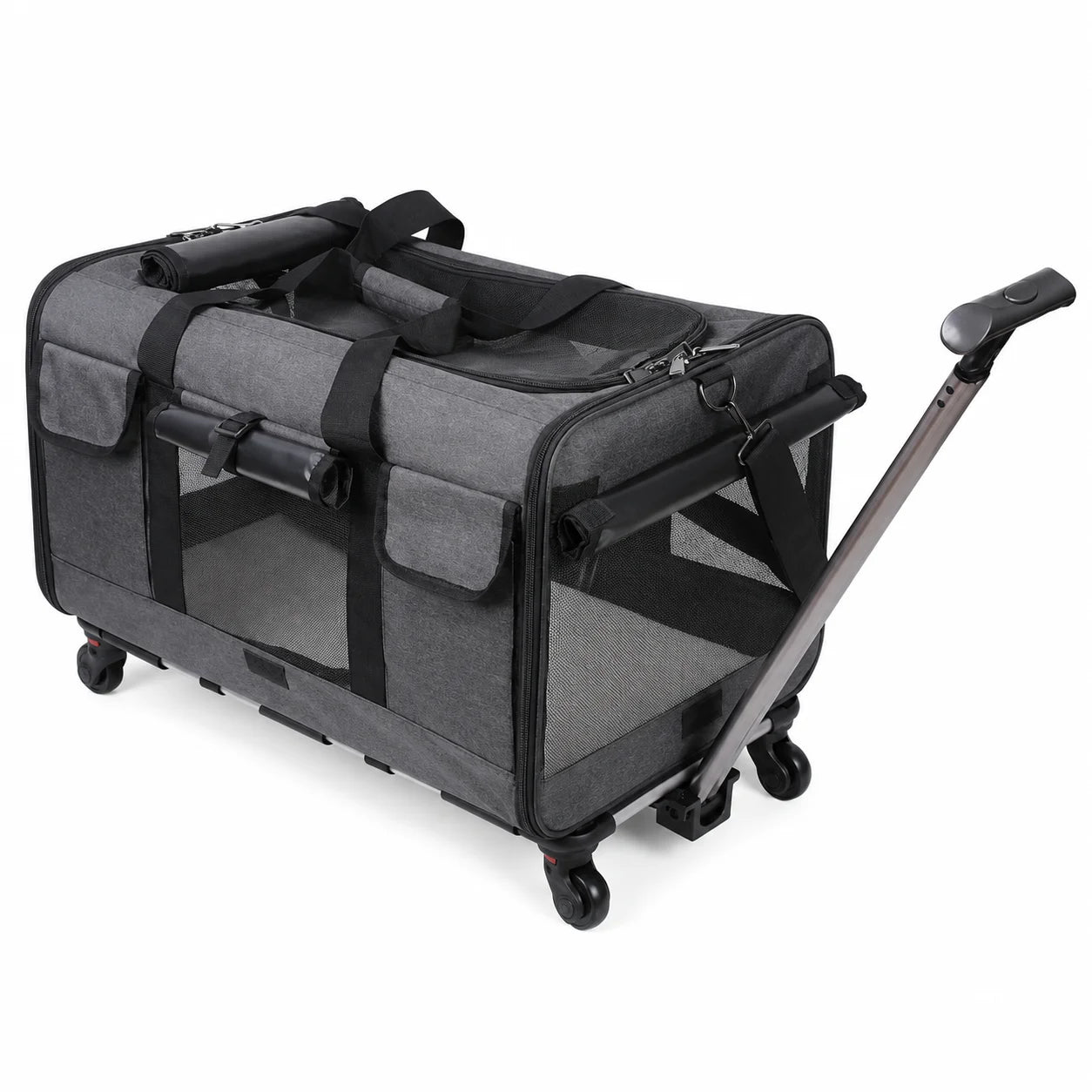 XMSJ Cat Dog Carrier With Wheels Travel Stroller For Pets