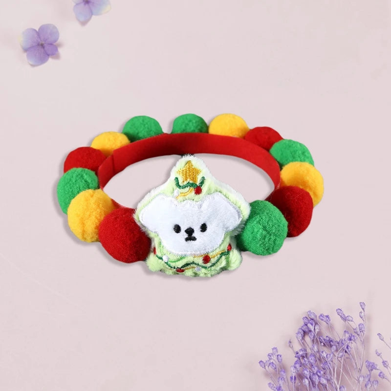 Guangdong Festive Pet Holiday Collar With Fluffy Pom Pom