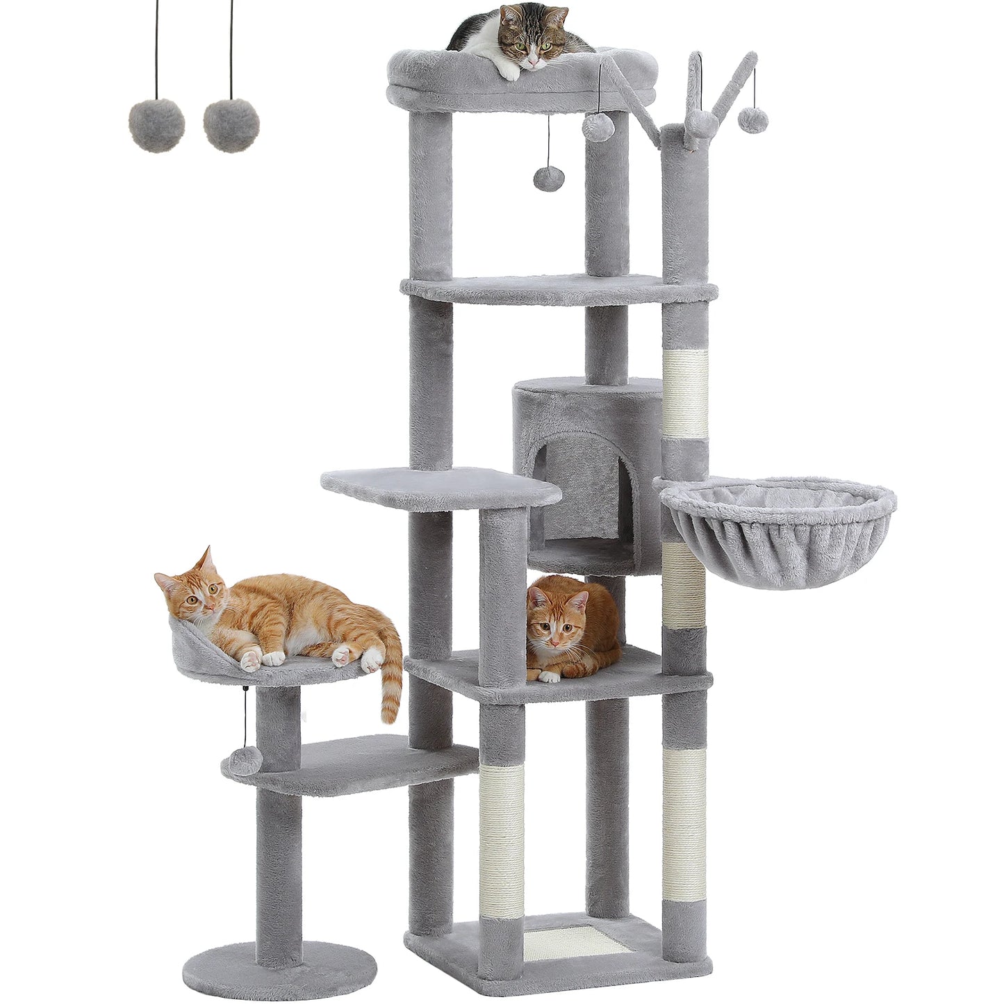 PEQULTICN Multi Level Cat Tree With Scratching Post Hammock