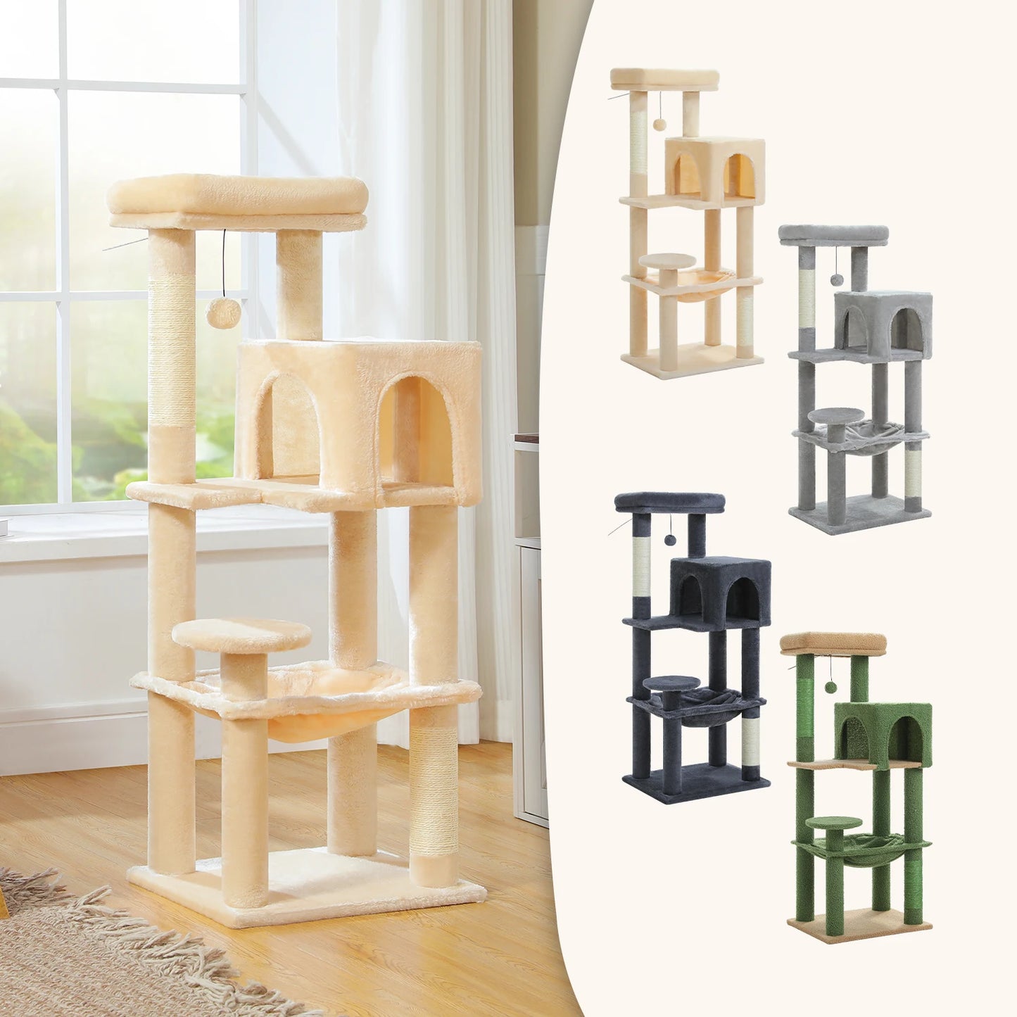 PEQULTICN 5 Level Cat Tree With Top Perch Scratching Post
