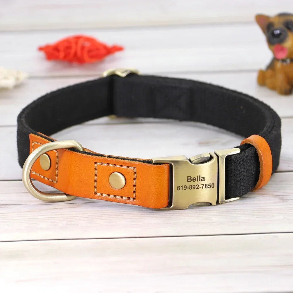 Nylon Custom Dog Collar and Leash Set With Personalization