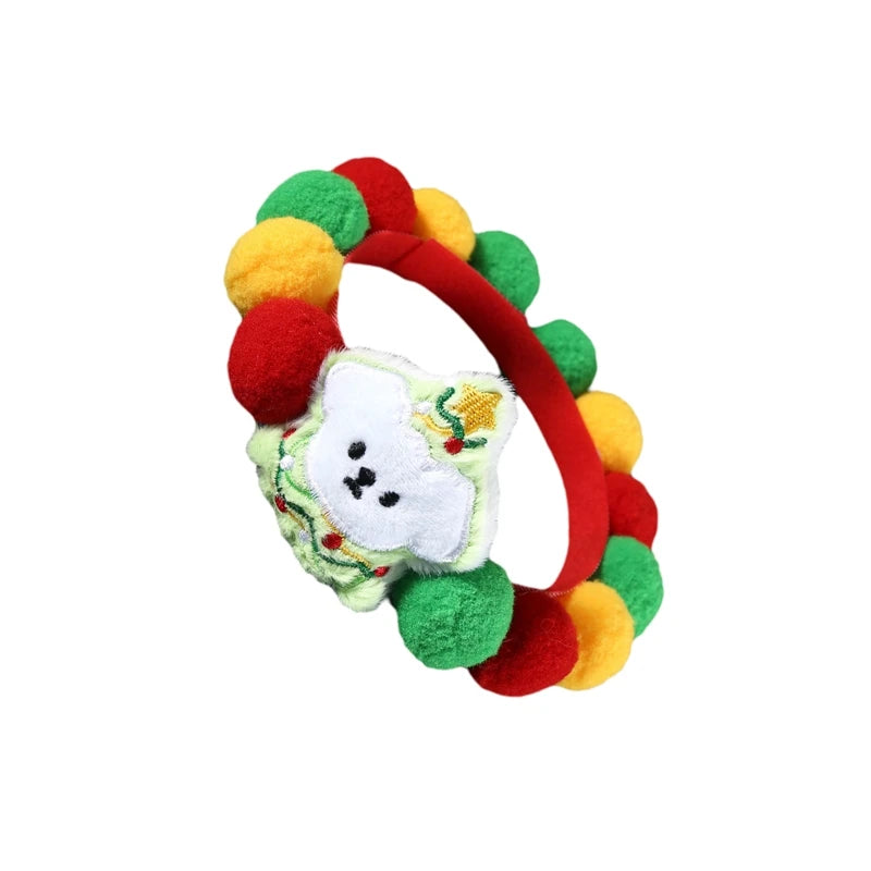 Guangdong Festive Pet Holiday Collar With Fluffy Pom Pom
