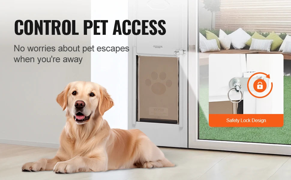 SucceBuy Sliding Glass Dog Door With Adjustable Height Aluminum Frame