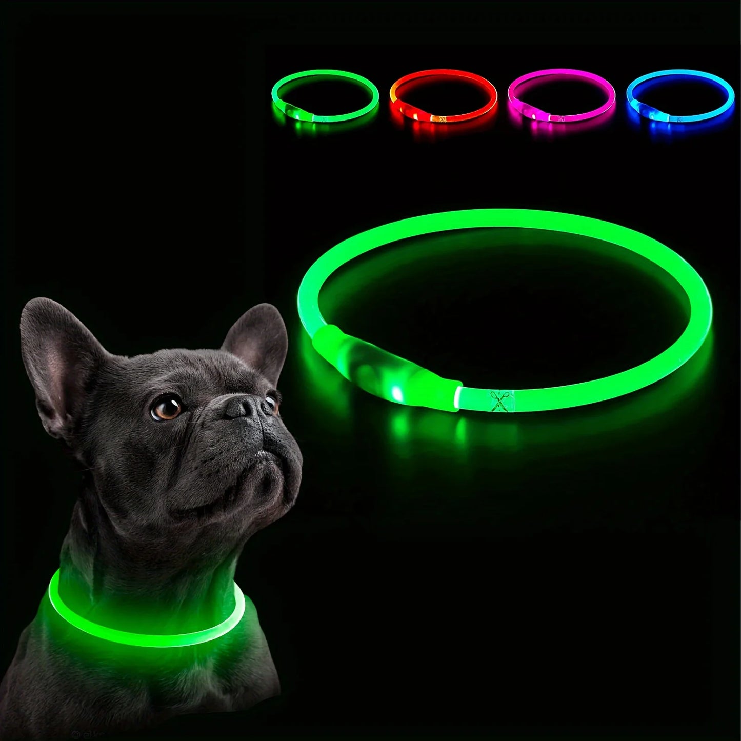 LED Light Dog Collar USB Rechargeable Luminous Anti Lost Necklace