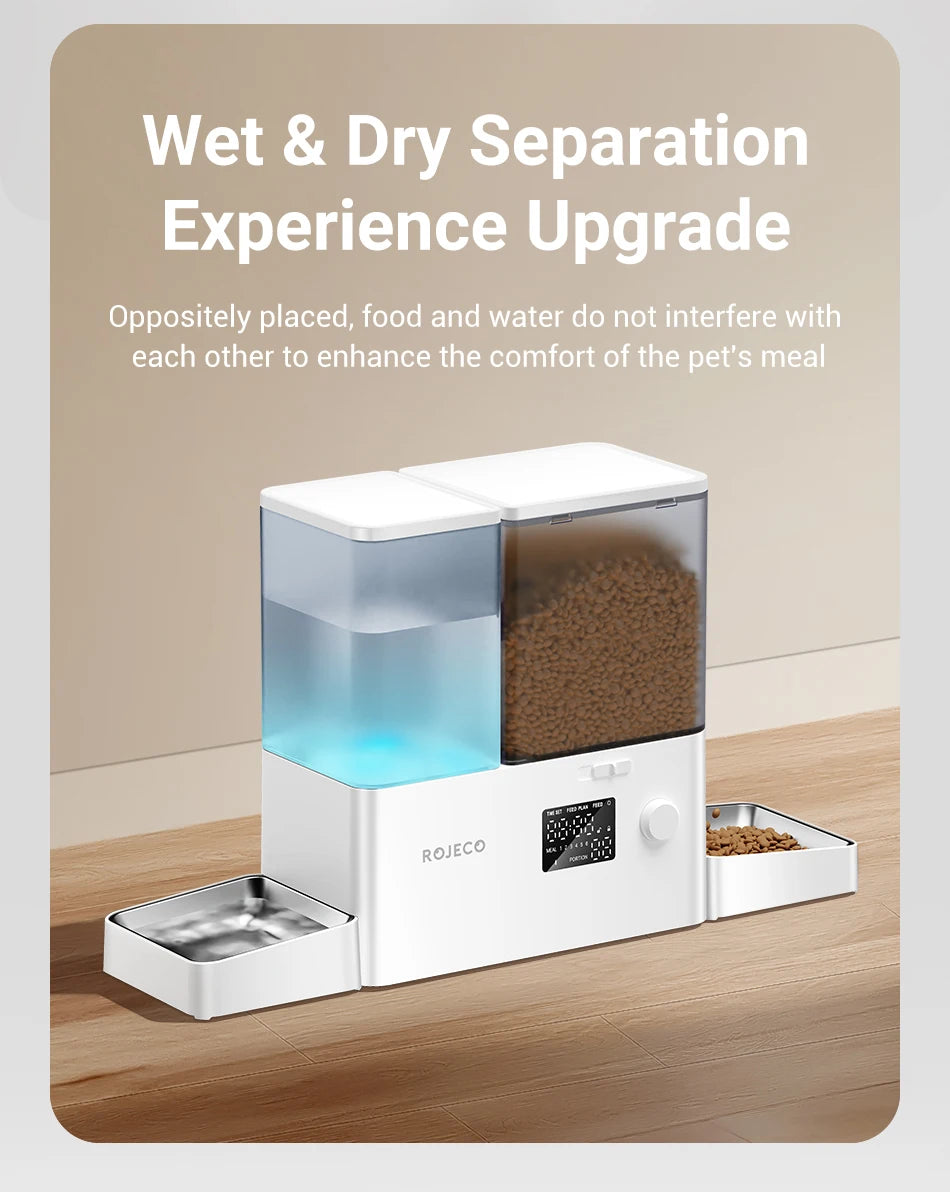 ROJECO 2In1 Automatic Pet Feeder And Water Fountain