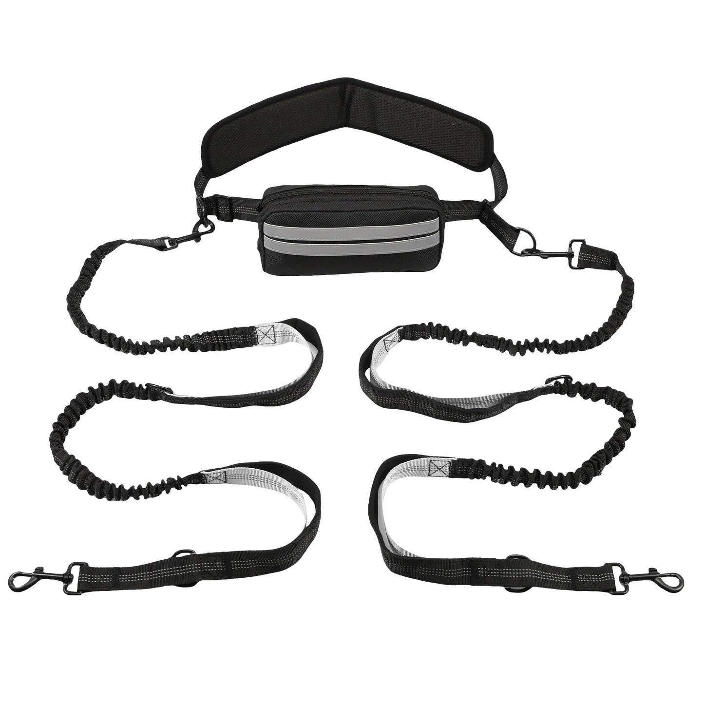 NONECN Hands Free Reflective Retractable Dog Leash Waist Bag