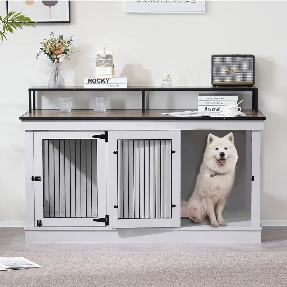 MKDK Furniture Style Dog Crate End Table With Double Doors