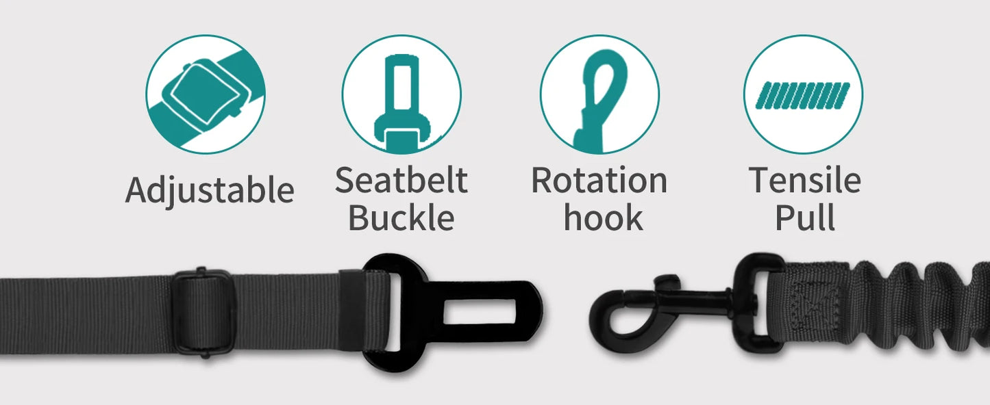 NONECN Universal Adjustable Cat Dog Car Seat Belt Nylon Reflective