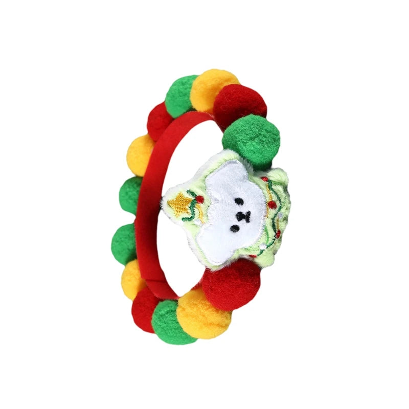 Guangdong Festive Pet Holiday Collar With Fluffy Pom Pom