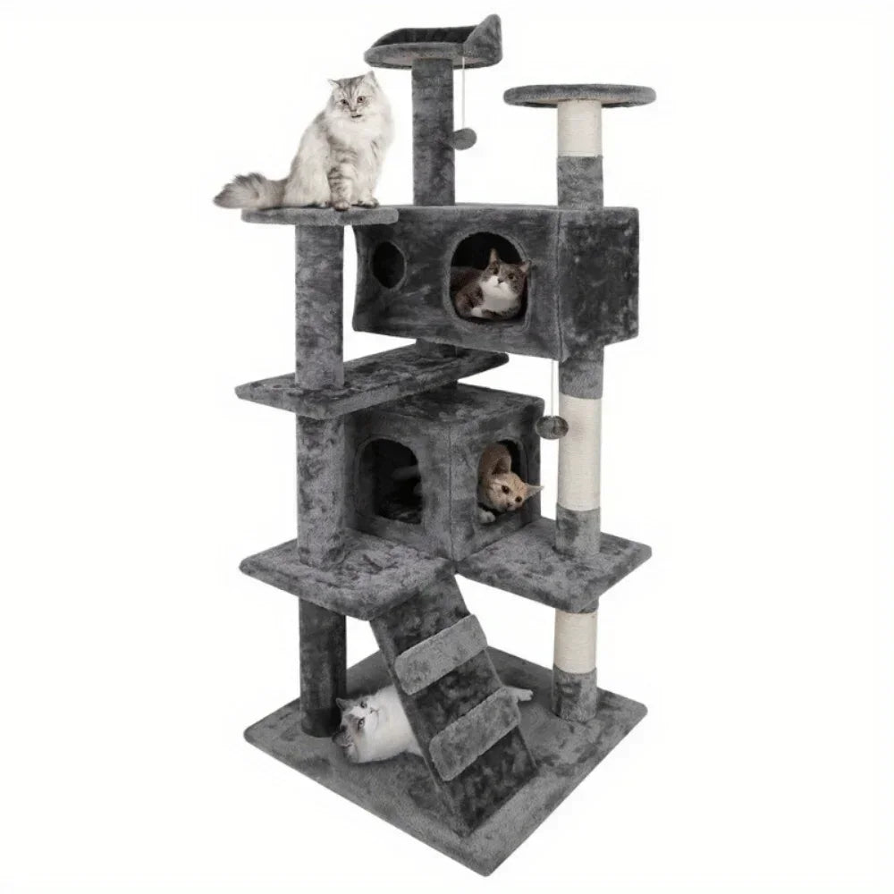 Zhejiang Cat Tree Tower Three Tier Wood Plush Sisal Posts