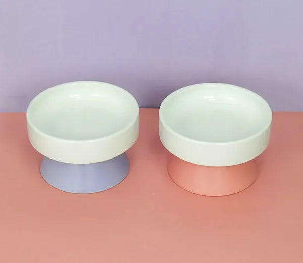 High-concerned Cat Ceramic Raised Food Bowl Tower Feeder