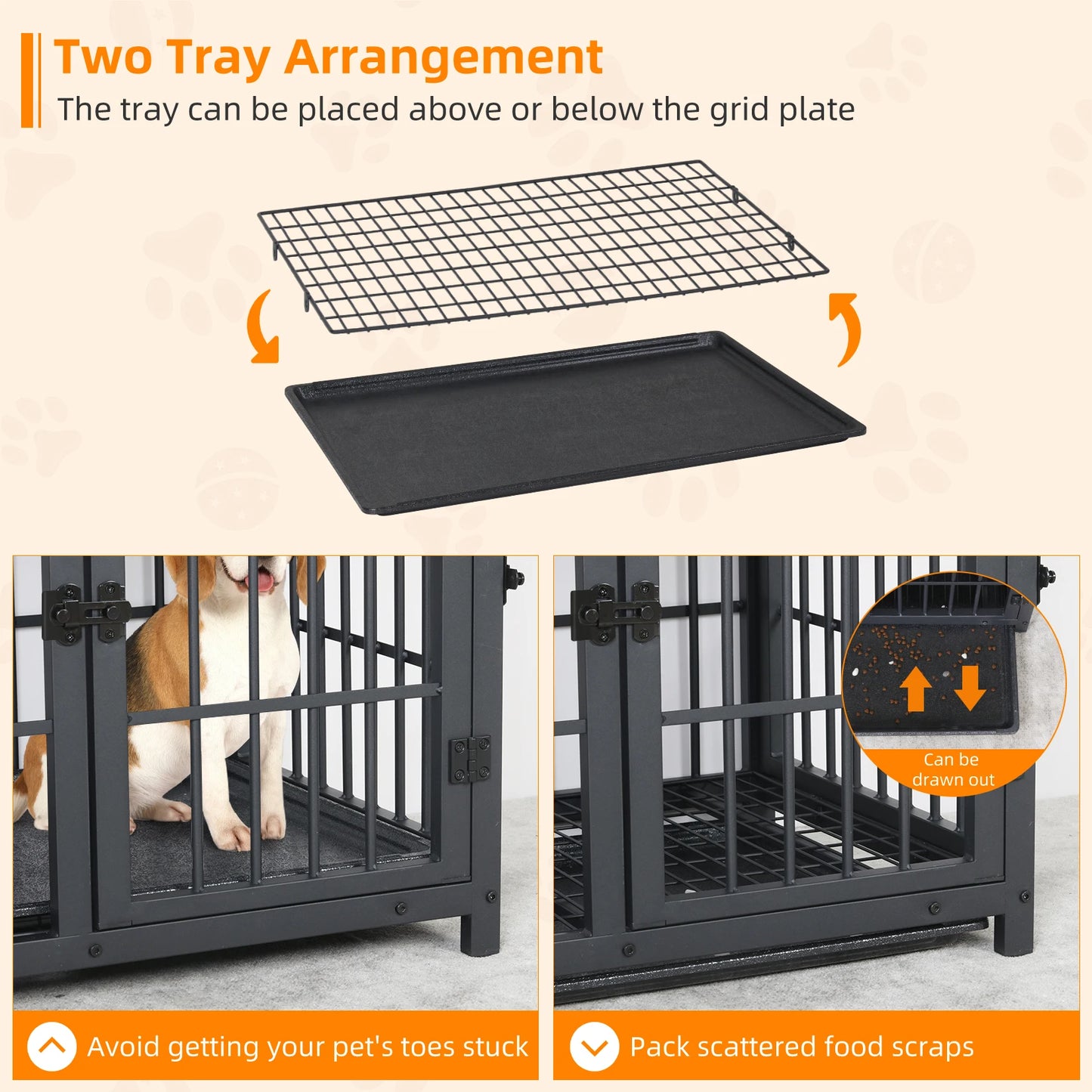 BORWART Elevated Wooden Dog Crate End Table With 3 Doors Removable Tray