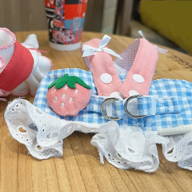 YTYINCN Strawberry Lace Dog Harness Leash Set Vest