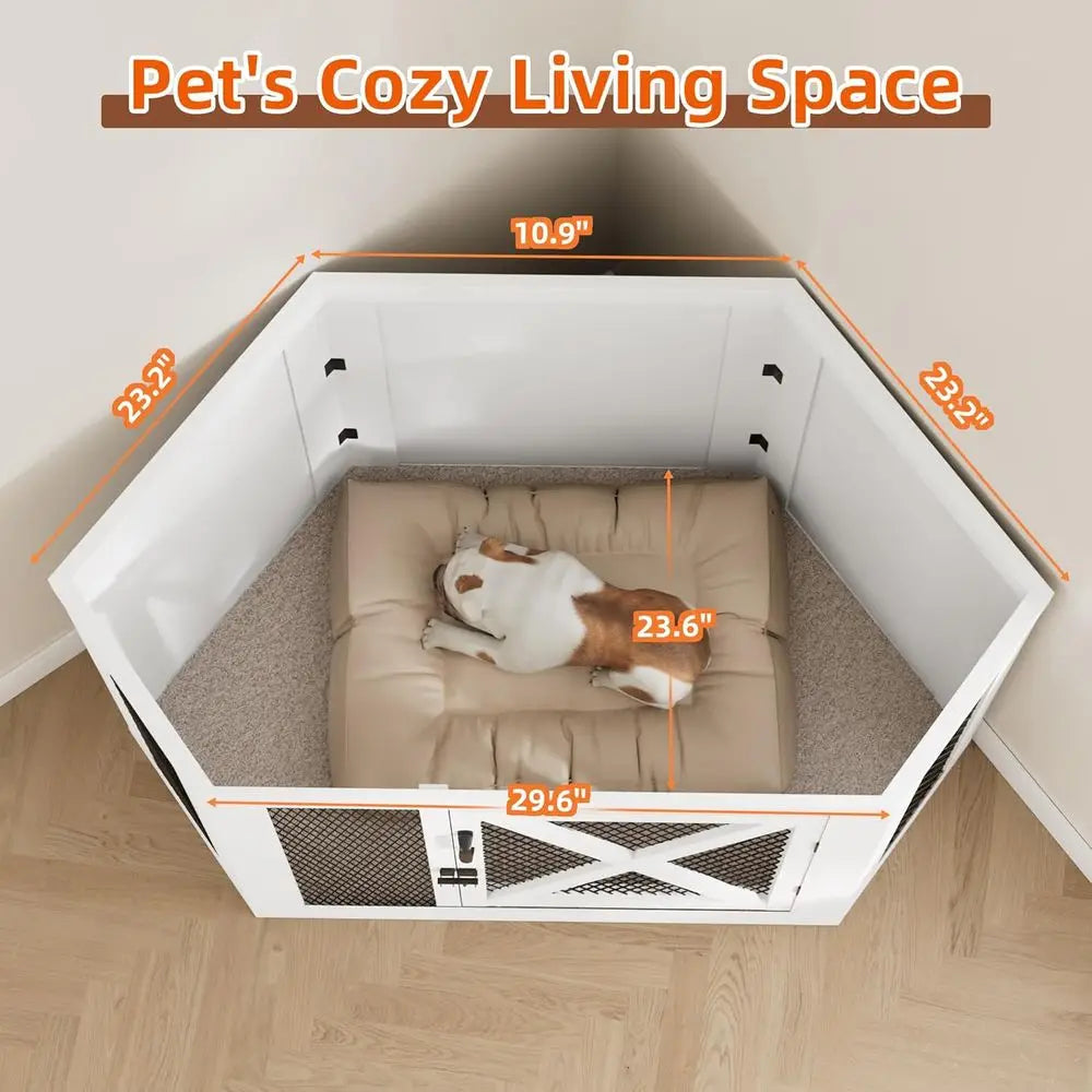 Wooden Dog Kennel End Table With Mesh