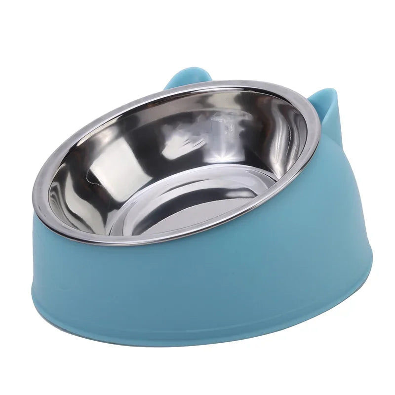 High Concerned Stainless Steel Cat Bowl Inclined Feeding Dish