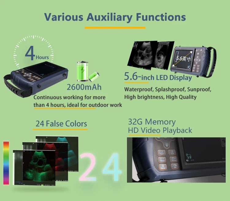 DAWEI Handheld Veterinary Ultrasound Scanner For Farm Animals Pregnancy Testing