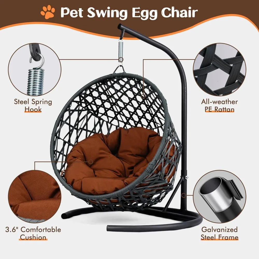 Indoor Pet Swing Bed With Aluminum Frame And Cushioned Hammock
