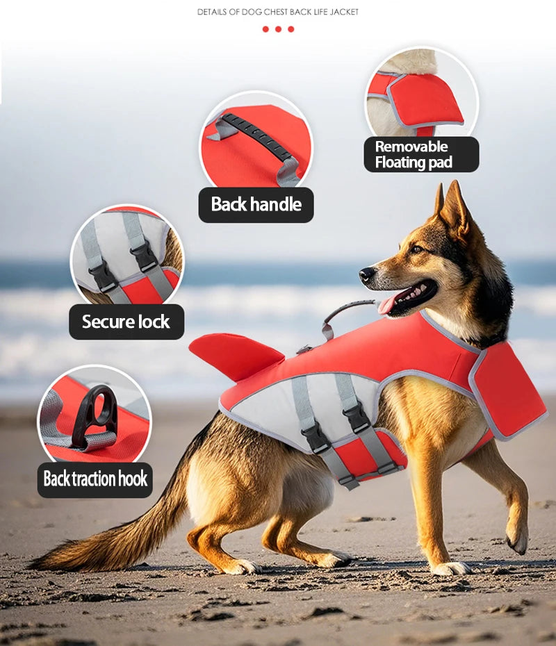NONECN Shark Fin Dog Life Vest For Swimming And Surfing Safety