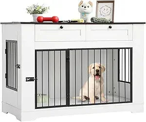 Heavy Duty Wooden Double Dog Kennel With Storage Drawers
