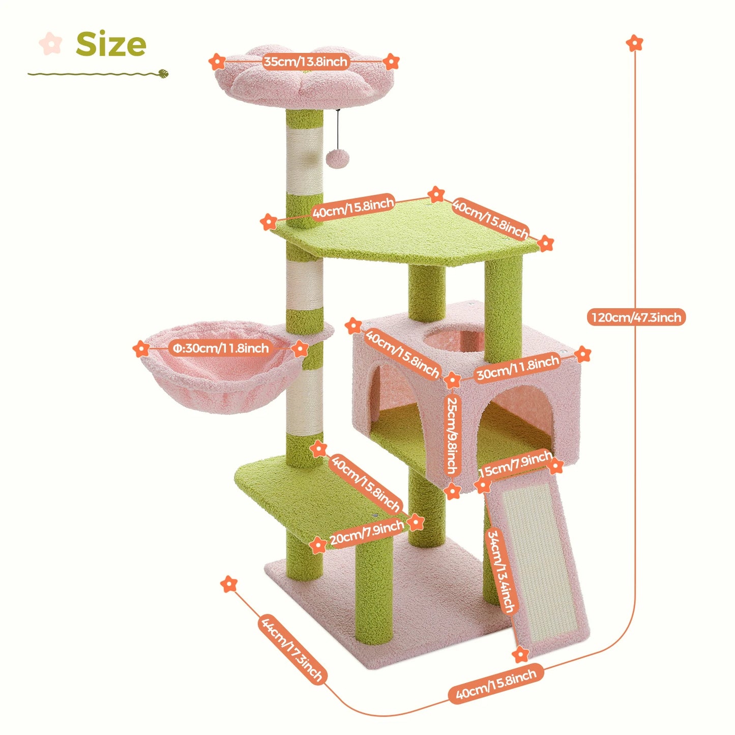 PAWZ Road Flower Cat Tree Multi Level Tower Sisal Posts
