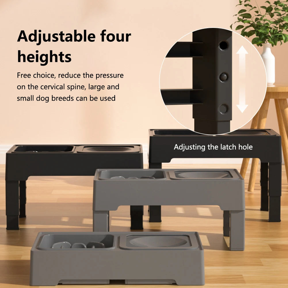 TWISTER.CK Elevated Dog Food Slow Feeder With Adjustable Stand